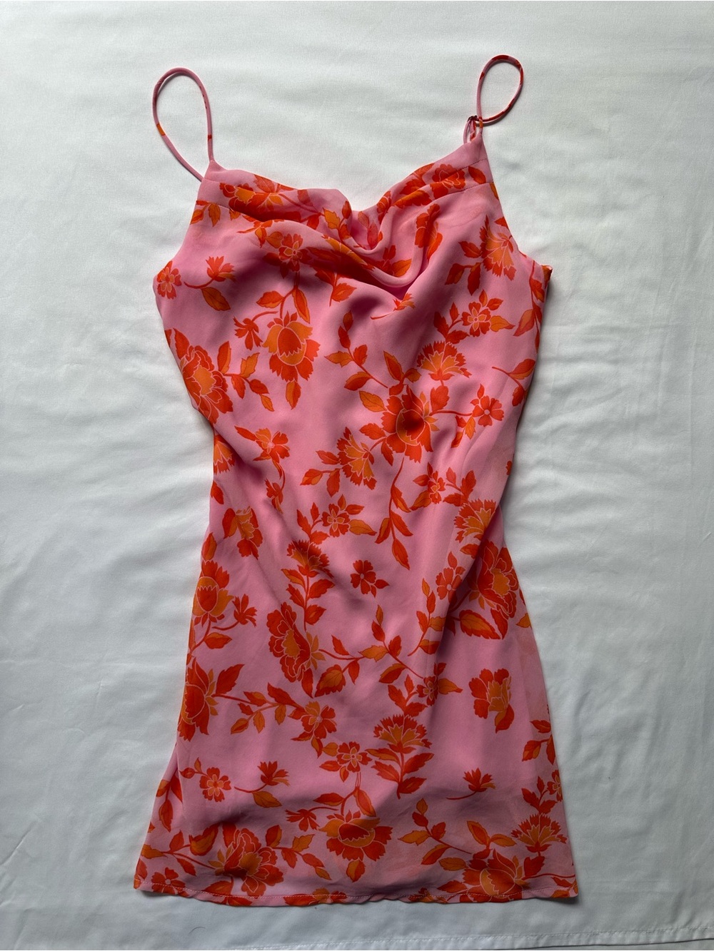 Altar'd State Pink Slip Dress with Orange Floral Print